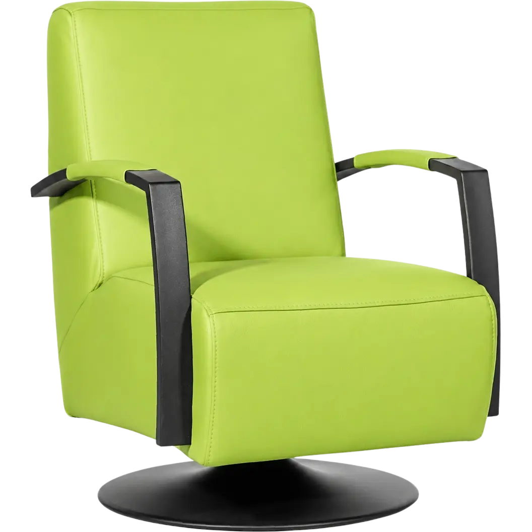 afbeelding van Leren draaifauteuil Mood - Toledo Lime (felgroen) - Schotelvoet zwart
