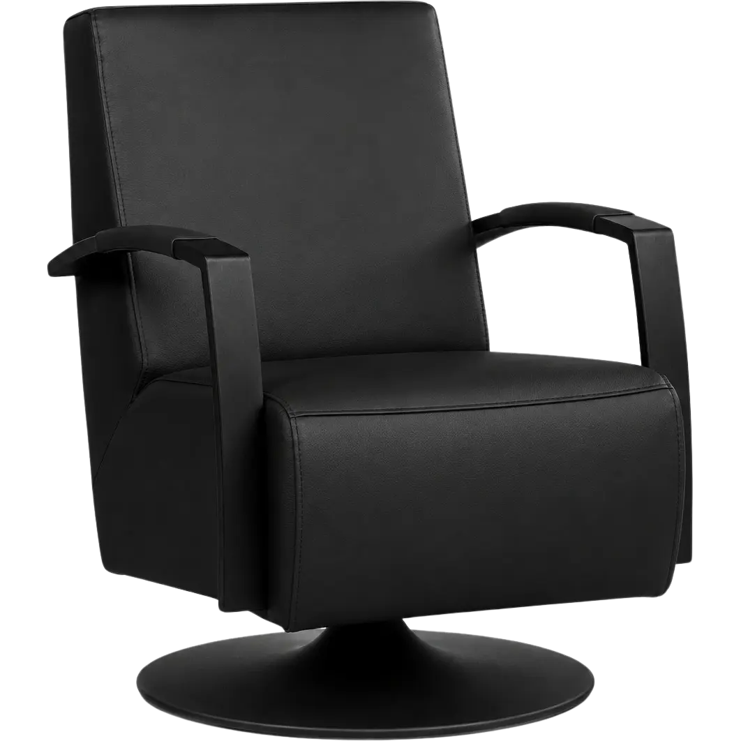 afbeelding van Leren draaifauteuil Mood - Toledo Nero (zwart) - Schotelvoet zwart