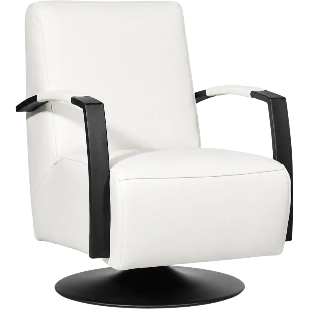 afbeelding van Leren draaifauteuil Mood - Toledo Purewhite (wit) - Schotelvoet zwart