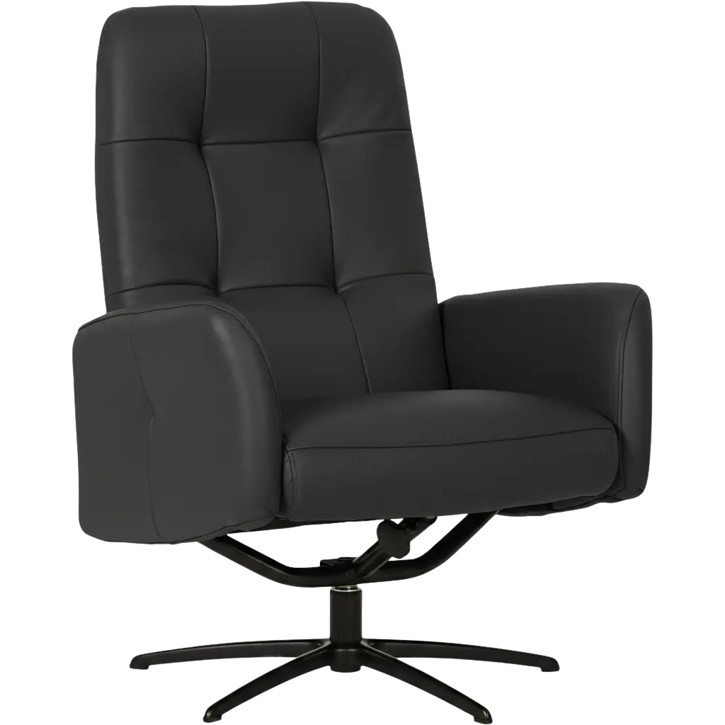 afbeelding van Leren draaifauteuil Pulse - Hermes Nero (zwart) - Stervoet zwart