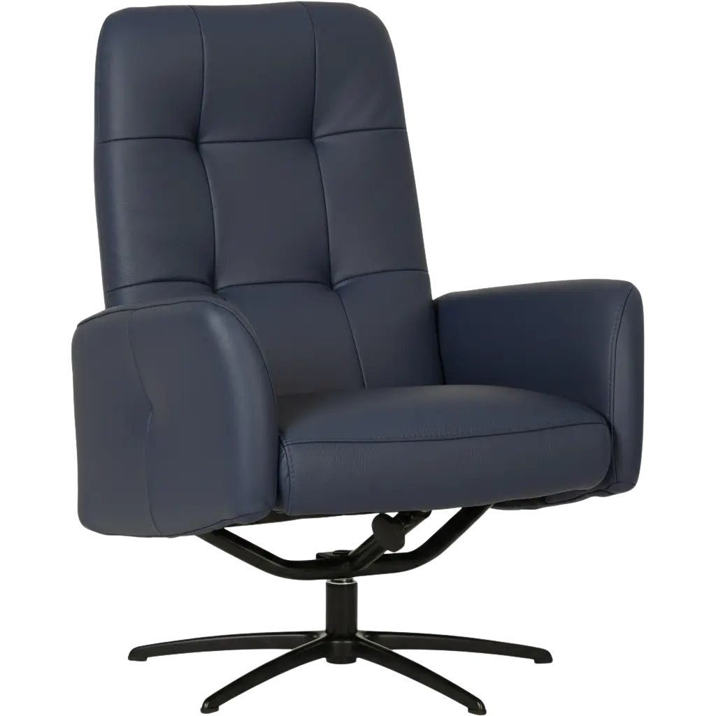 afbeelding van Leren draaifauteuil Pulse - Massif Azzurro (blauw) - Stervoet zwart