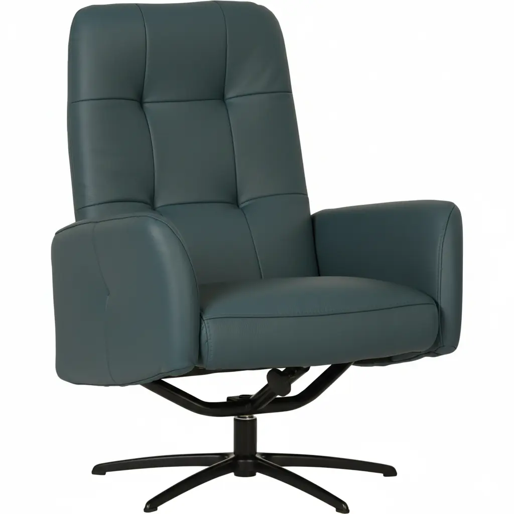 afbeelding van Leren draaifauteuil Pulse - Toledo Whale (blauw/grijs) - Stervoet zwart