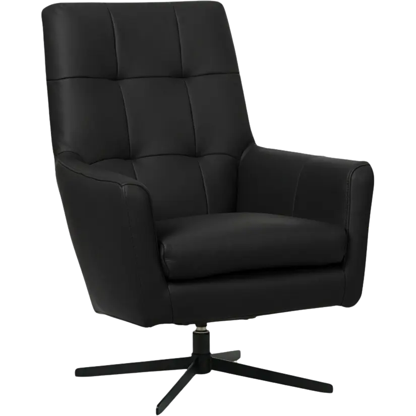 afbeelding van Leren draaifauteuil Central - Hermes Nero (zwart)