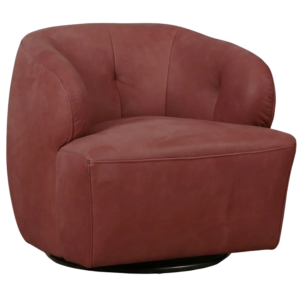 afbeelding van Leren draaifauteuil Cloud - Kenia Burgundy (rood)