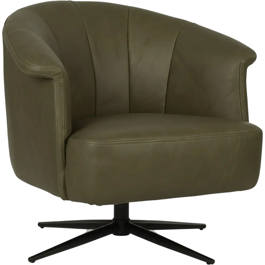 afbeelding van Leren draaifauteuil Embrace - Rancho Green (olijf/groen) - stervoet zwart