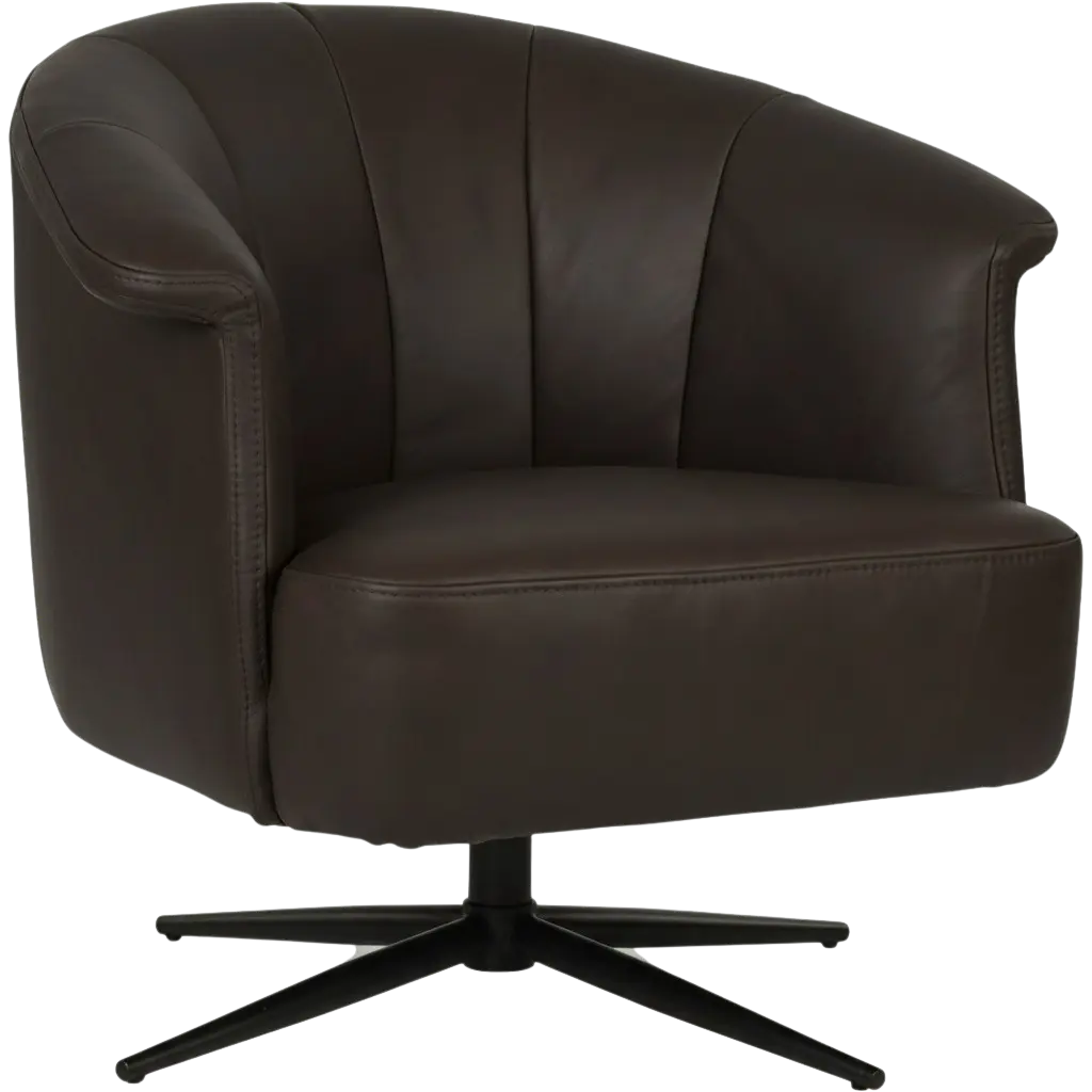 afbeelding van Leren draaifauteuil Embrace - Rancho Moro (donkerbruin) - stervoet zwart