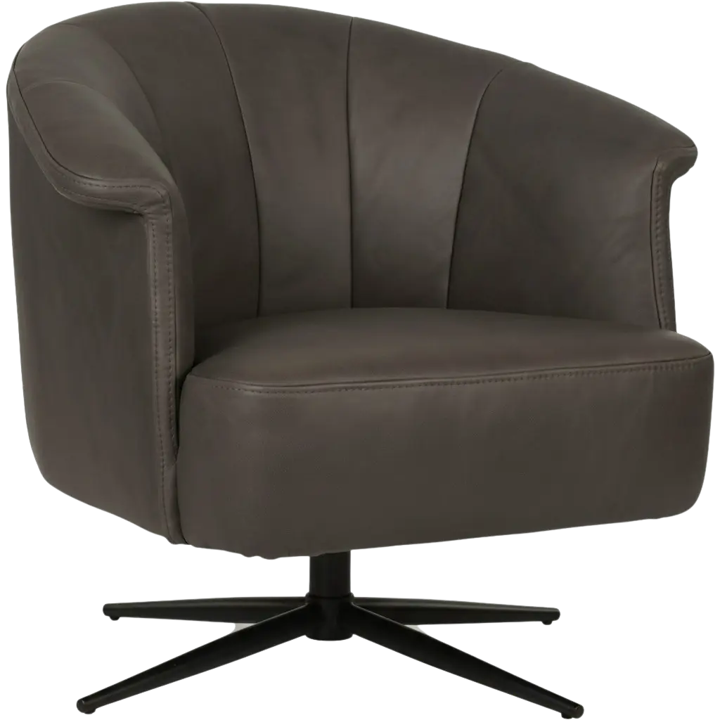 afbeelding van Leren draaifauteuil Embrace - Rancho Steel (grijs) - stervoet zwart