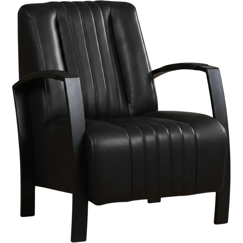 afbeelding van Leren fauteuil Glamour - Granada Black (zwart)