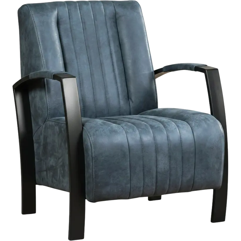 afbeelding van Leren fauteuil Glamour - Kenia Denim (blauw)