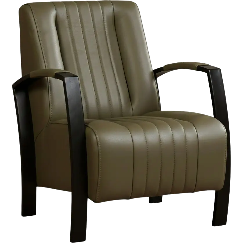 afbeelding van Leren fauteuil Glamour - Massif Olive (olijf/groen)