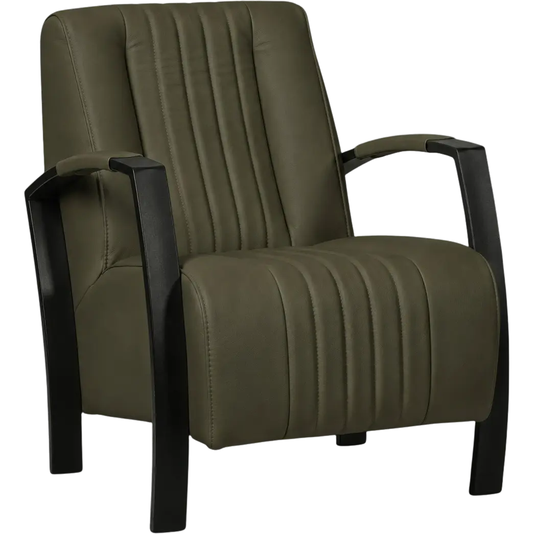 afbeelding van Leren fauteuil Glamour - Toledo Olive (olijf/goen)