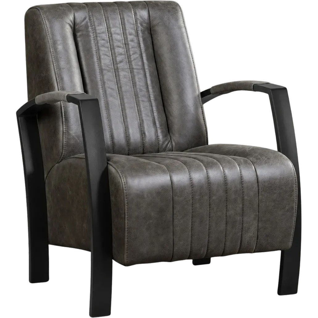 afbeelding van Leren fauteuil Glamour - Vintage Grey (grijs)