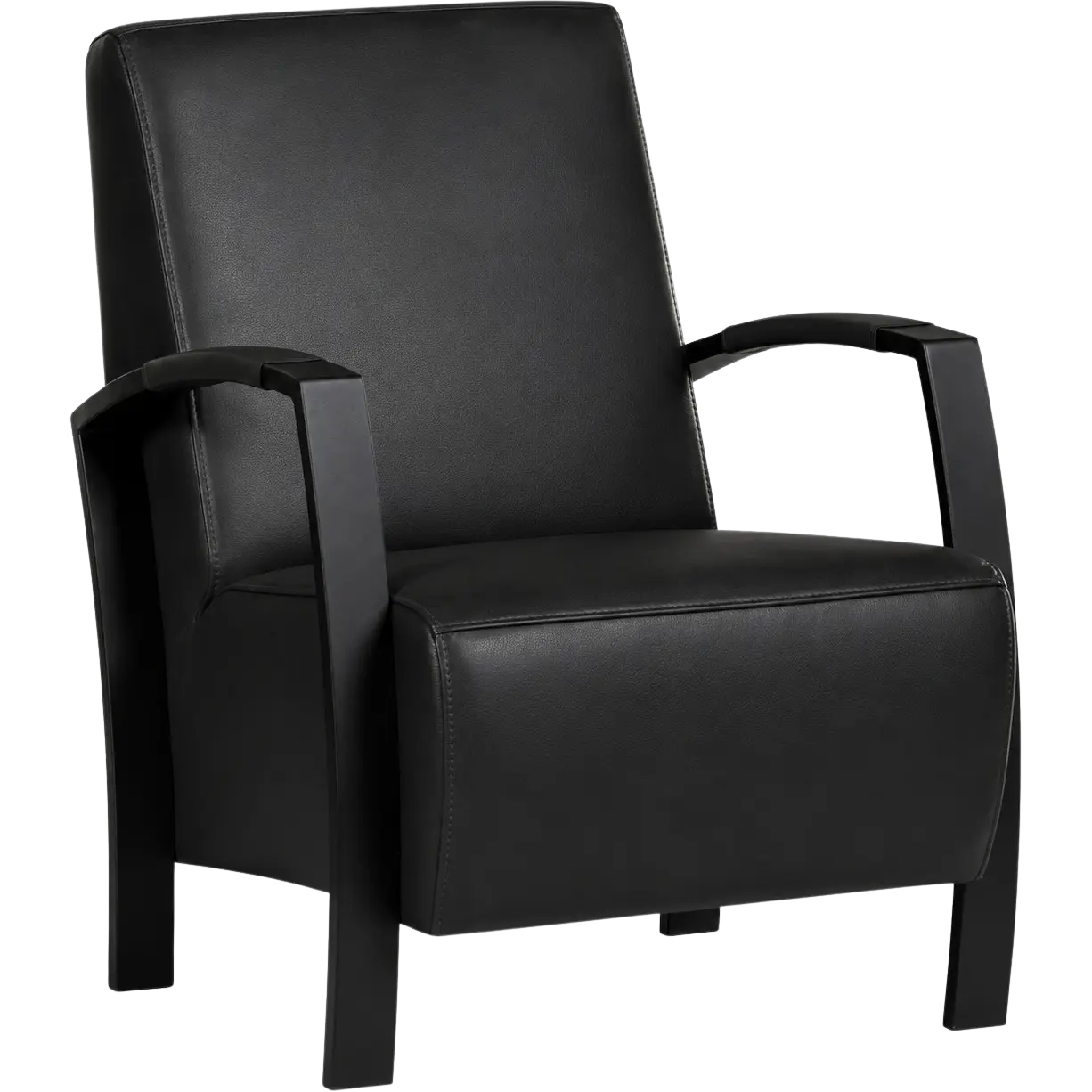 afbeelding van Leren fauteuil Glory - Granada Black (zwart)