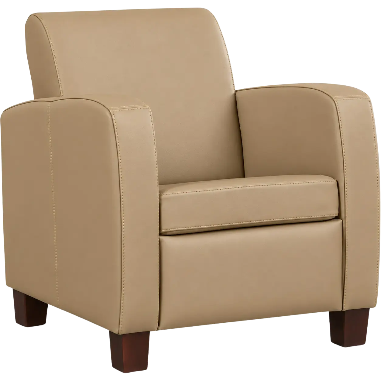 afbeelding van Leren fauteuil Joy - Hermes Sand (taupe/bruin) - Poten hout bruin