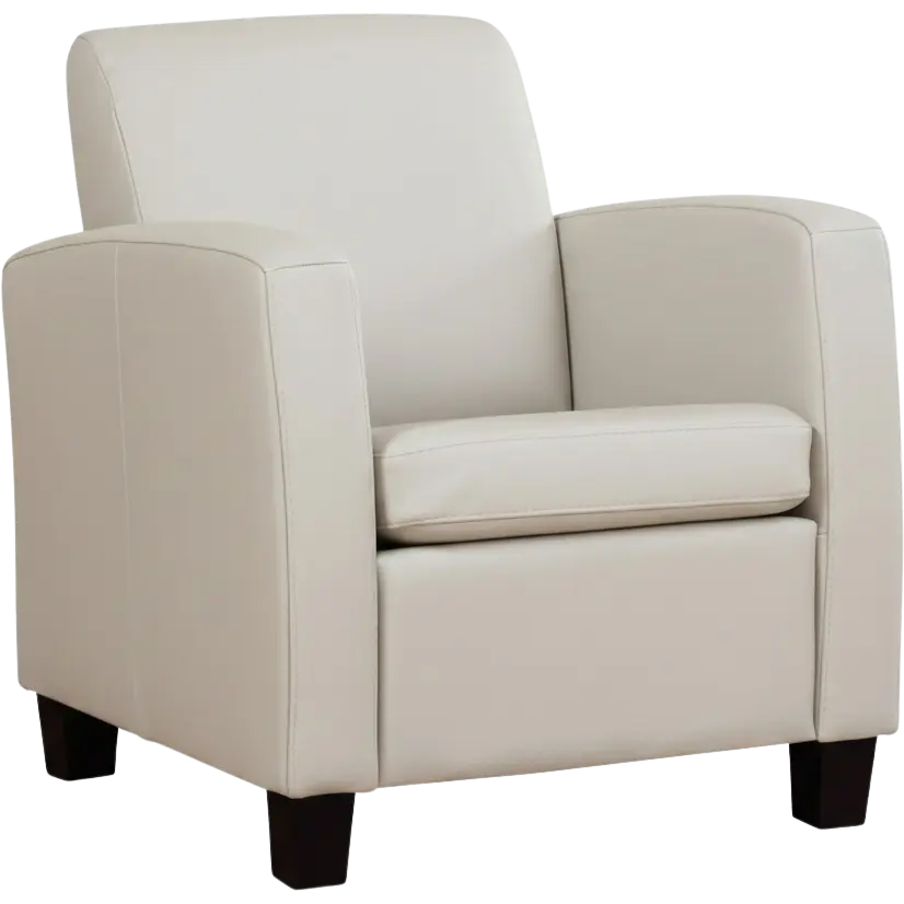 afbeelding van Leren fauteuil Joy - Toledo Bianco (gebroken wit) - Poten hout zwart