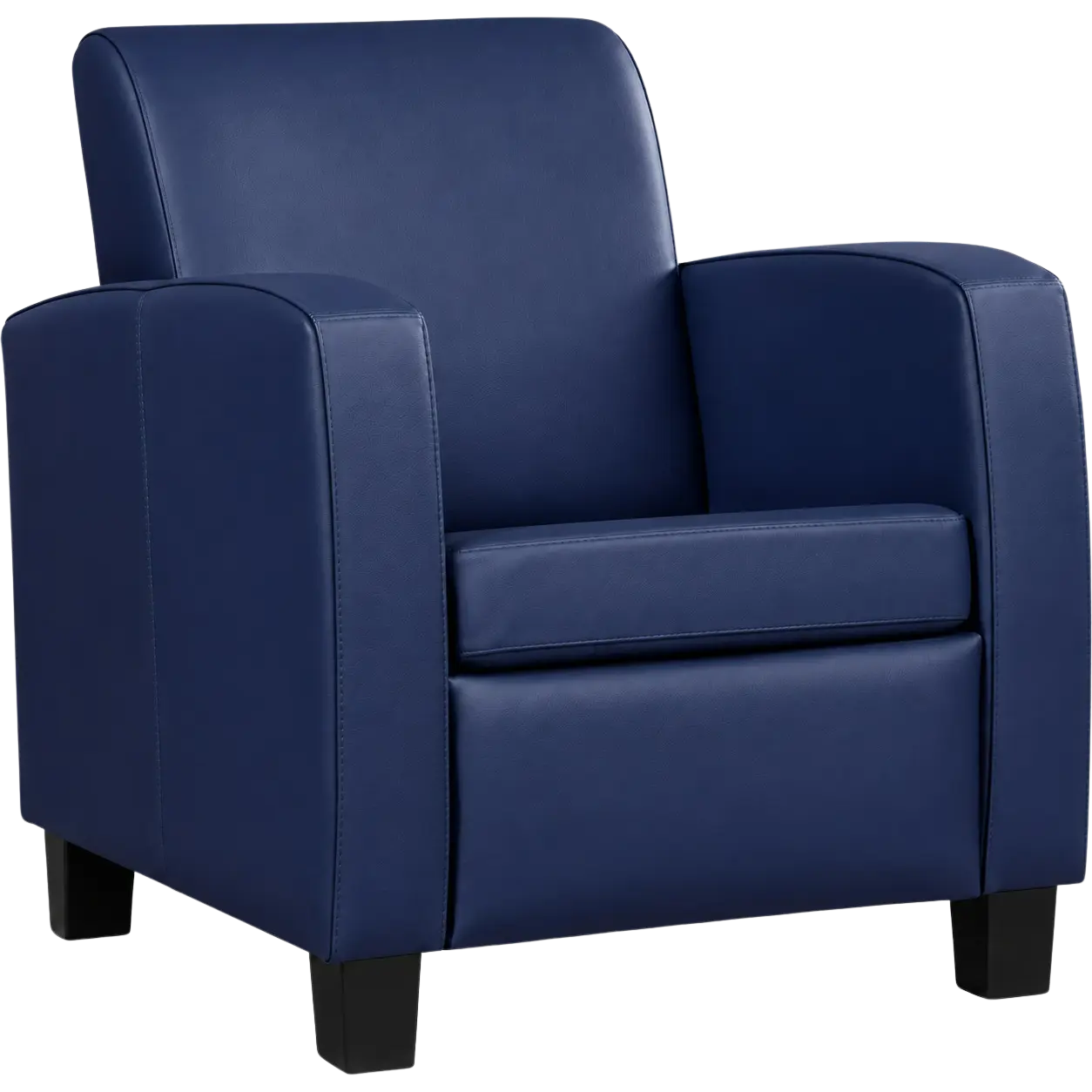 afbeelding van Leren fauteuil Joy - Toledo Kobalt (blauw) - Poten hout zwart