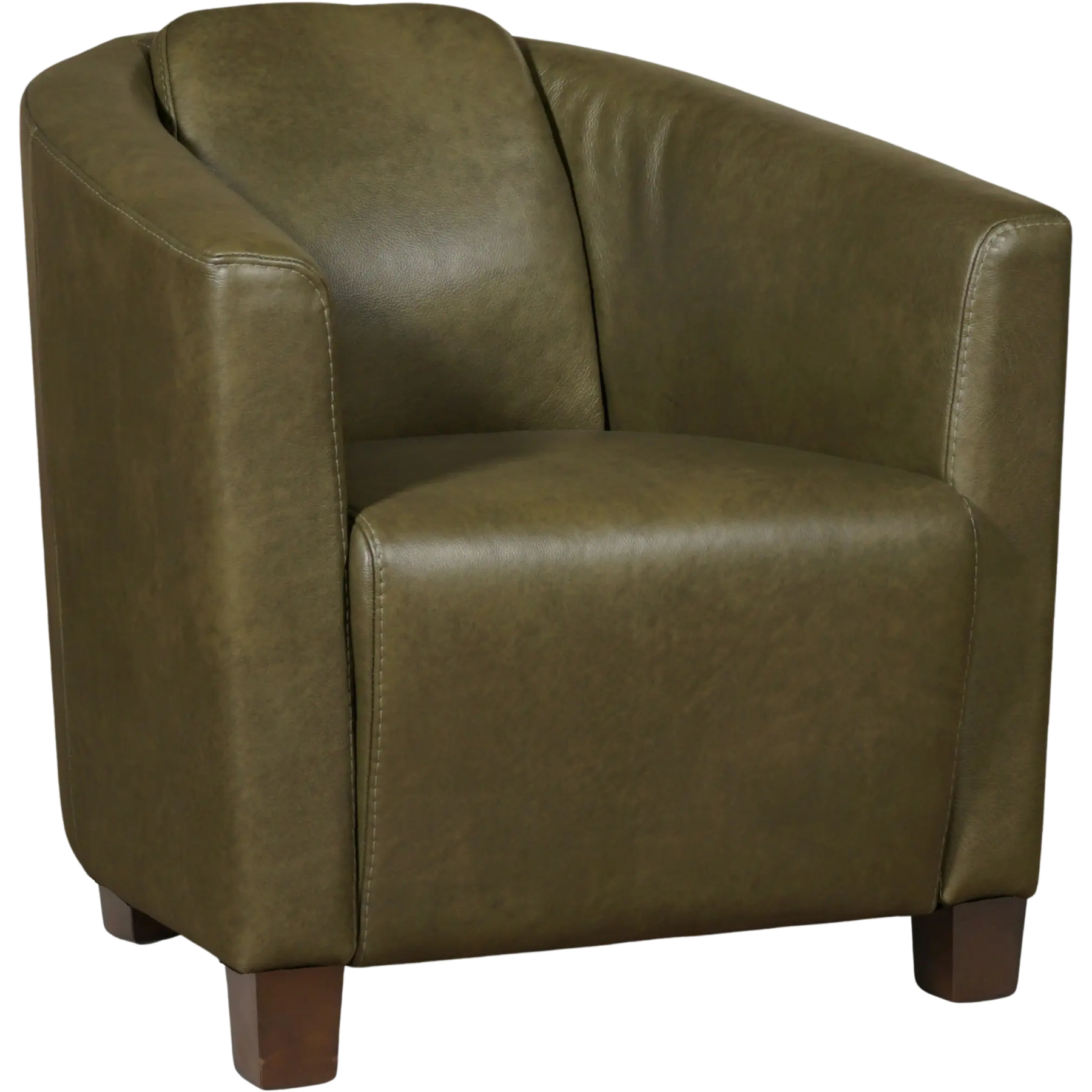 afbeelding van Leren fauteuil Press - Granada Moss (olijf/groen) - Poten hout bruin