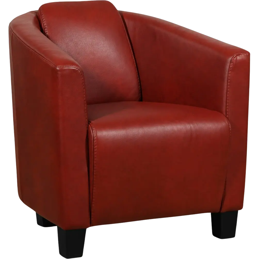 afbeelding van Leren fauteuil Press - Granada Rouge (rood) - Poten hout zwart