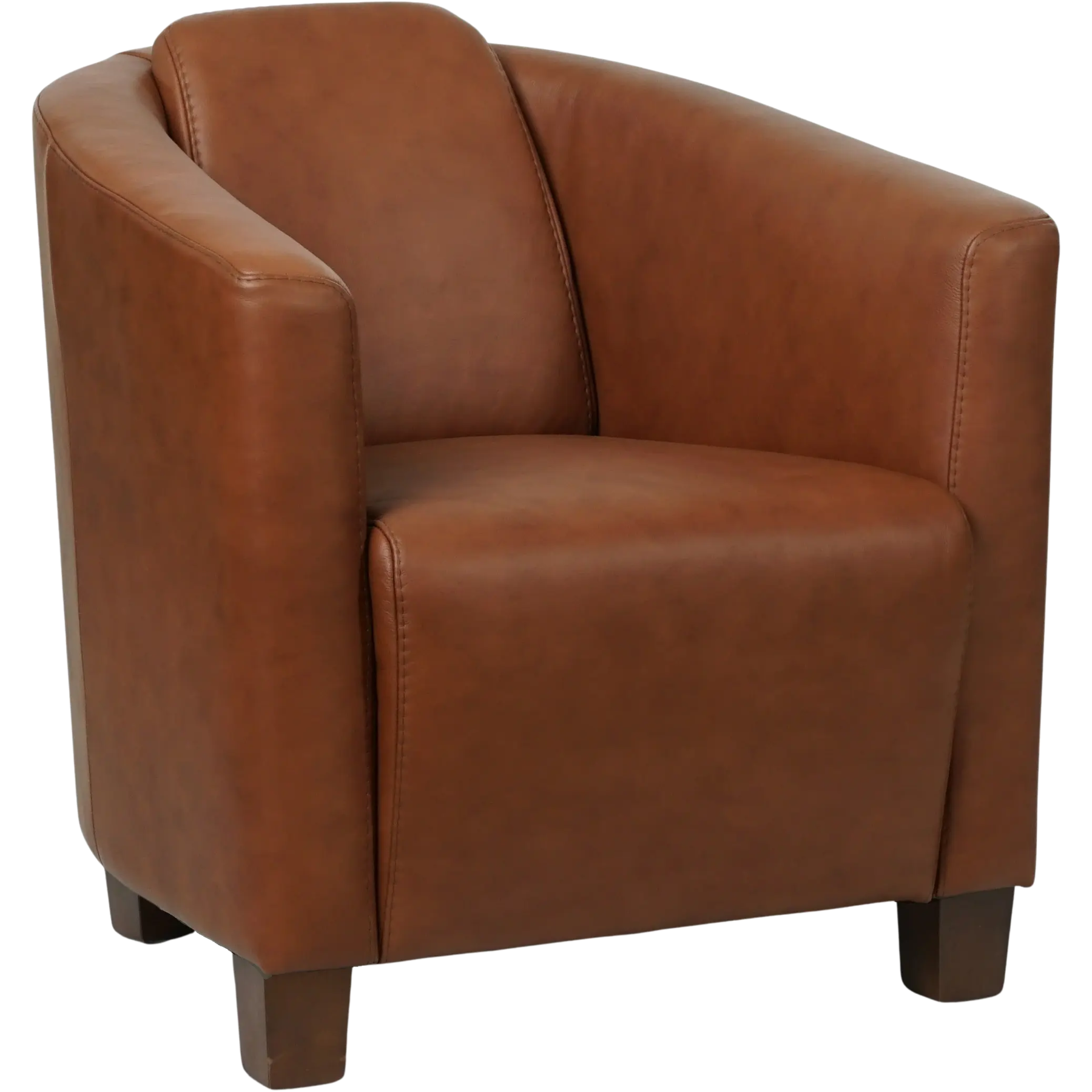 afbeelding van Leren fauteuil Press - Massif Armagnac (donkercognac) - Poten hout bruin