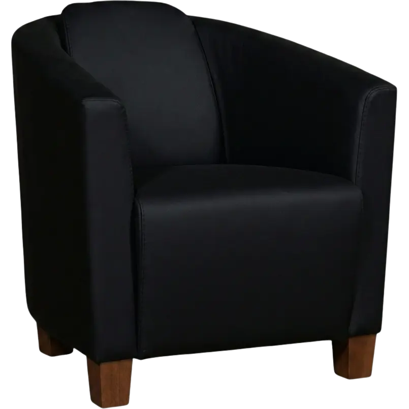 afbeelding van Leren fauteuil Press - Massif Nero (zwart) - Poten hout bruin