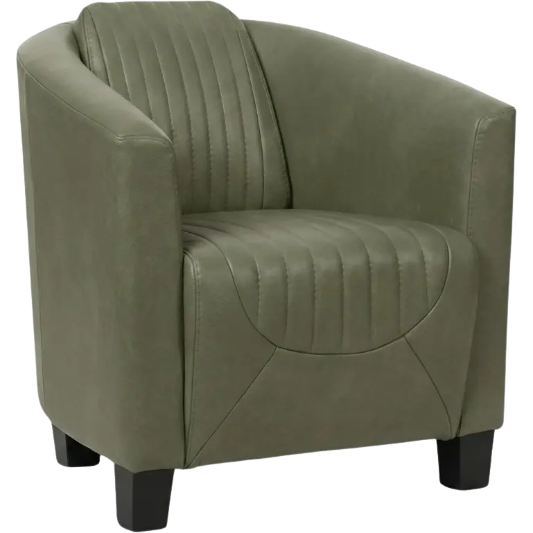 afbeelding van Leren fauteuil Press Special - Granada Moss (olijf/groen) - Poten hout zwart