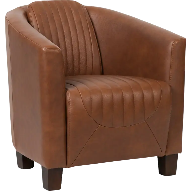 afbeelding van Leren fauteuil Press Special - Granada Savannah (cognac) - Poten hout bruin