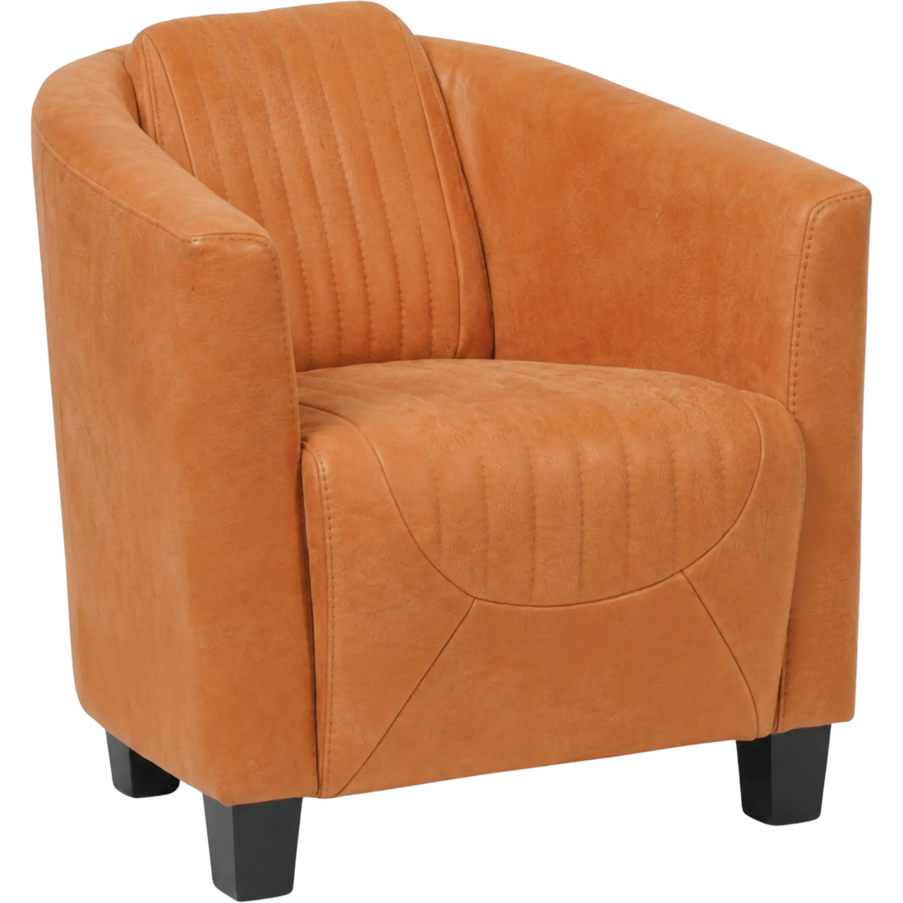 afbeelding van Leren fauteuil Press Special - Kenia Rost (oranje) - Poten hout zwart