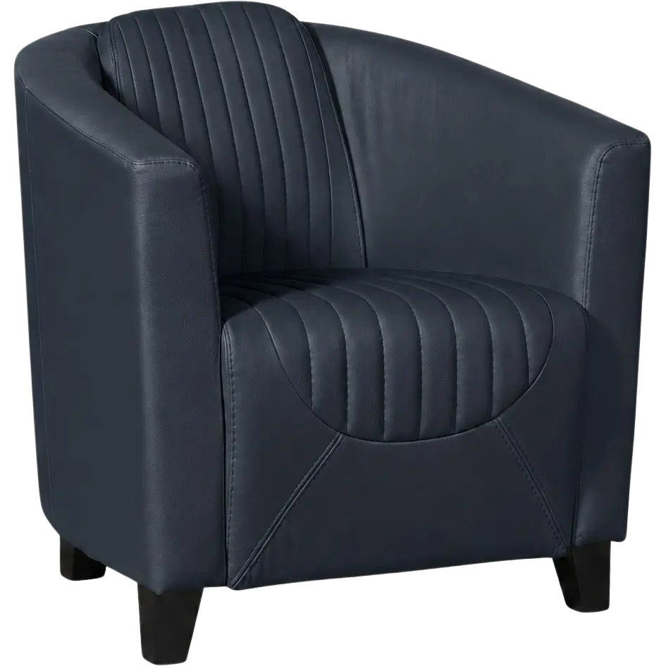 afbeelding van Leren fauteuil Press Special - Massif Azzurro (blauw) - Poten hout zwart