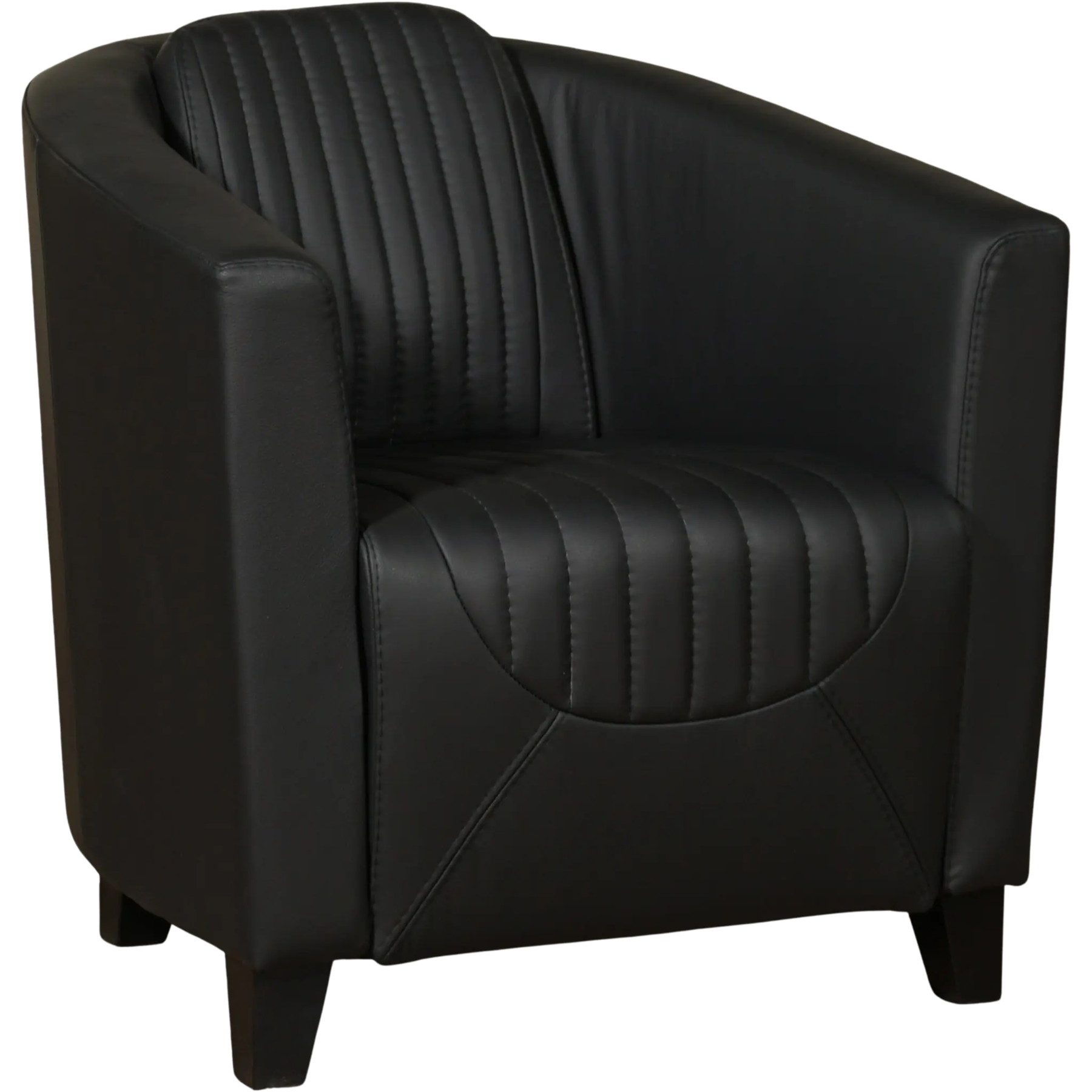 afbeelding van Leren fauteuil Press Special - Massif Nero (zwart) - Poten hout bruin
