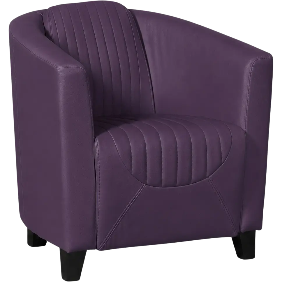 afbeelding van Leren fauteuil Press Special - Toledo Aubergine (paars) - Poten hout zwart