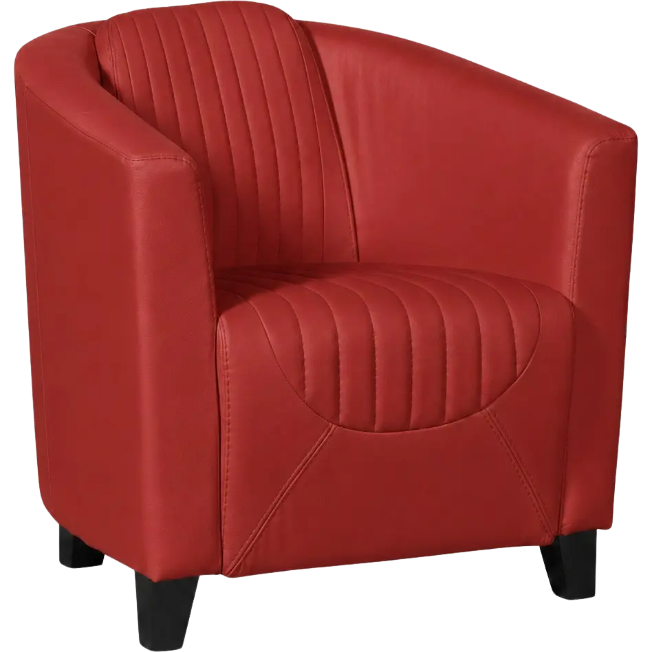 afbeelding van Leren fauteuil Press Special - Toledo Ducati (rood) - Poten hout zwart