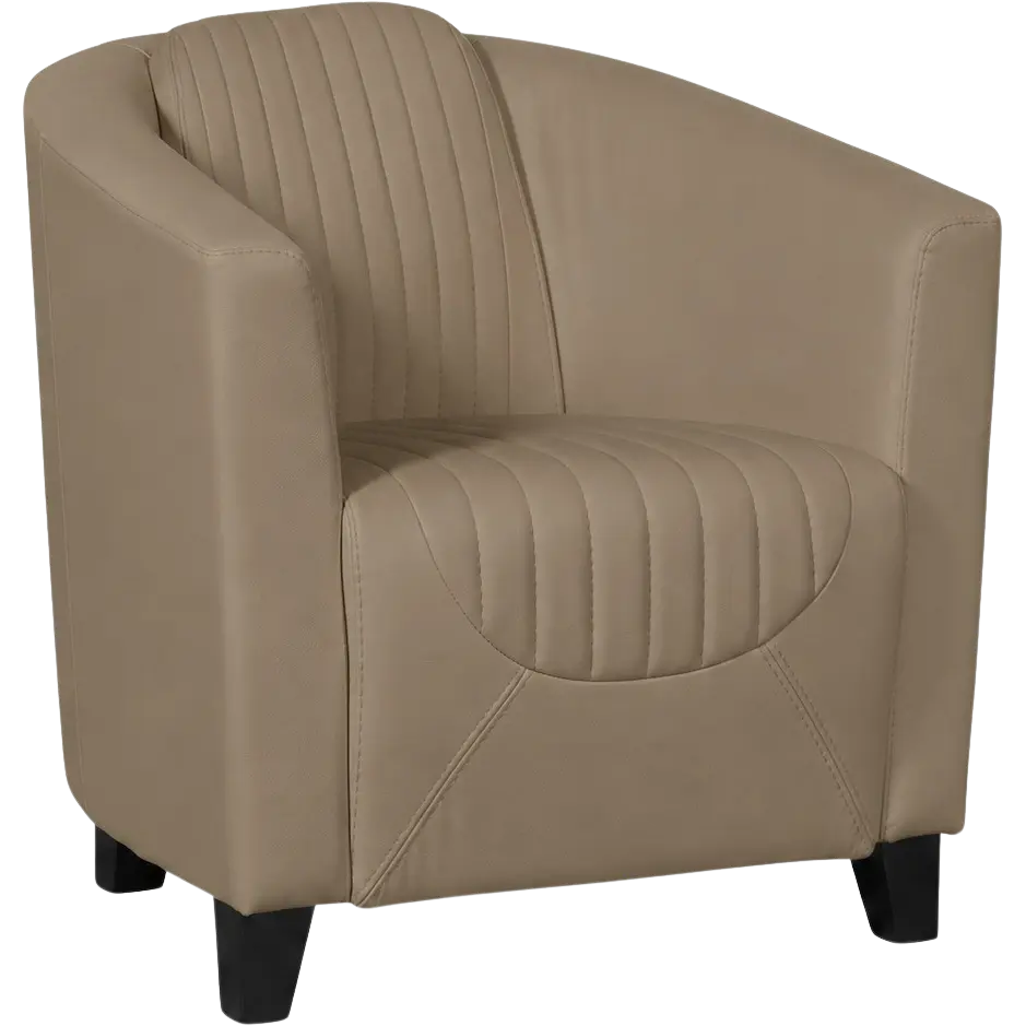 afbeelding van Leren fauteuil Press Special - Toledo Mocca (taupe/bruin) - Poten hout zwart