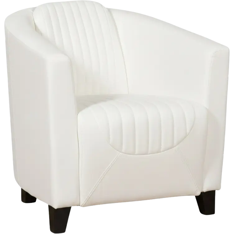 afbeelding van Leren fauteuil Press Special - Toledo Purewhite (wit) - Poten hout zwart