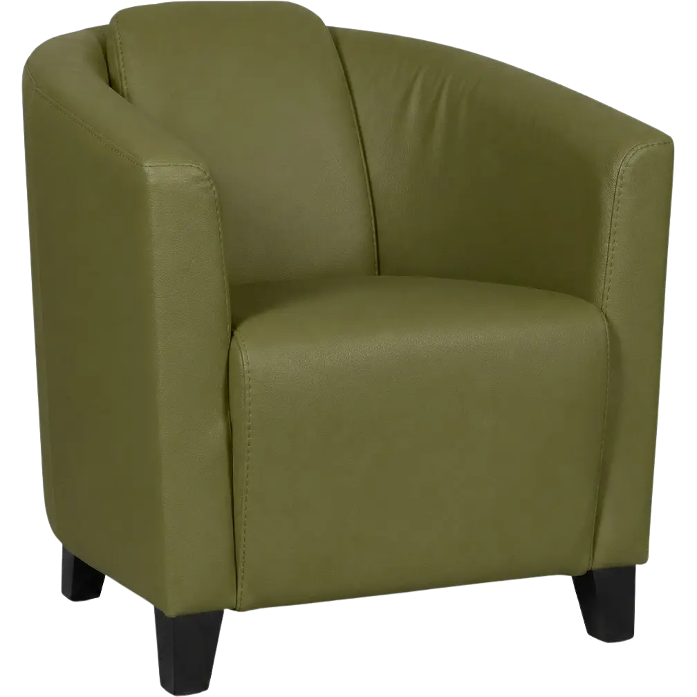 afbeelding van Leren fauteuil Press - Toledo Apple Green (groen) - Poten hout zwart