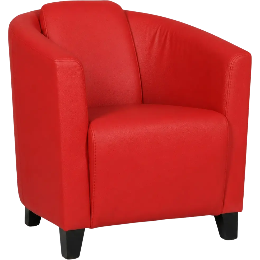 afbeelding van Leren fauteuil Press - Toledo Ferrari (felrood) - Poten hout zwart