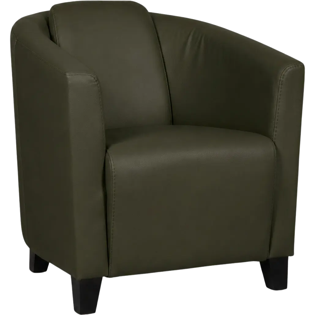 afbeelding van Leren fauteuil Press - Toledo Olive (olijf/goen) - Poten hout zwart