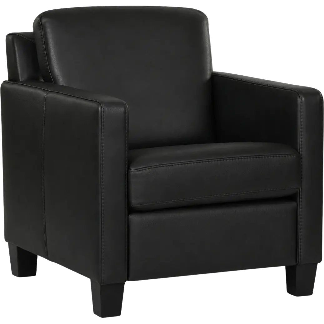 afbeelding van Leren fauteuil Smart - Granada Black (zwart) - Poten hout zwart
