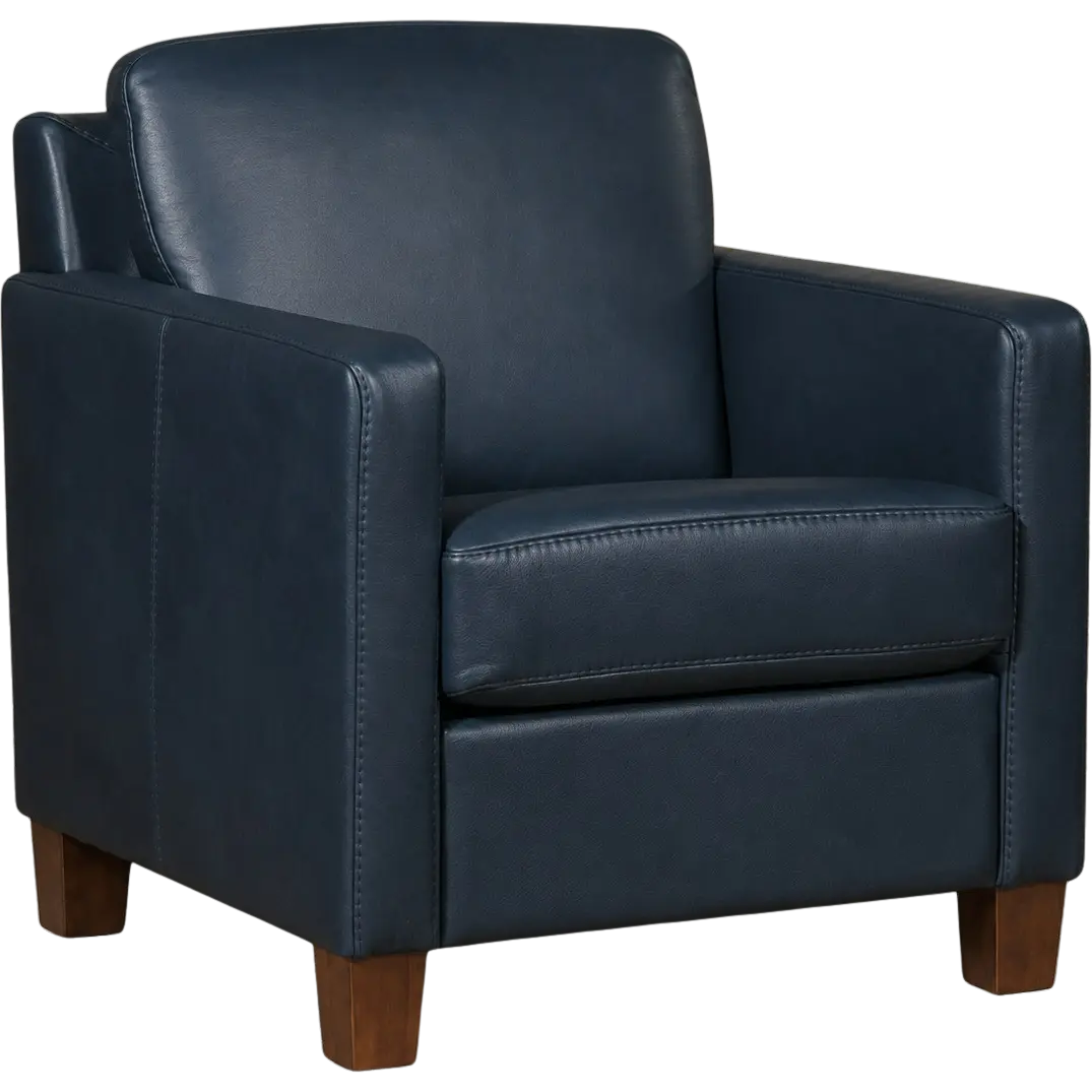 afbeelding van Leren fauteuil Smart - Granada Blue (blauw) - Poten hout bruin