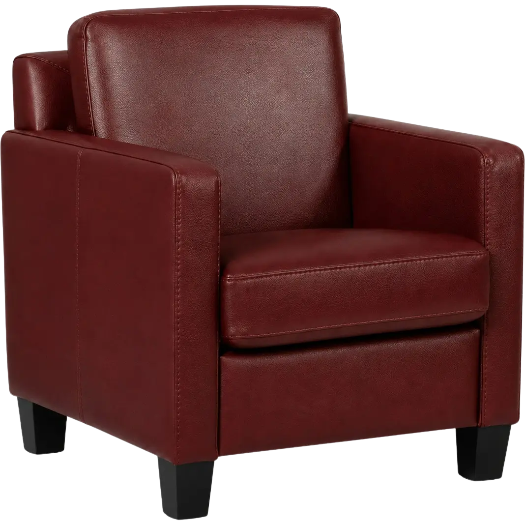 afbeelding van Leren fauteuil Smart - Granada Rouge (rood) - Poten hout zwart