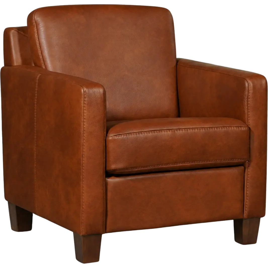 afbeelding van Leren fauteuil Smart - Granada Savannah (cognac) - Poten hout bruin