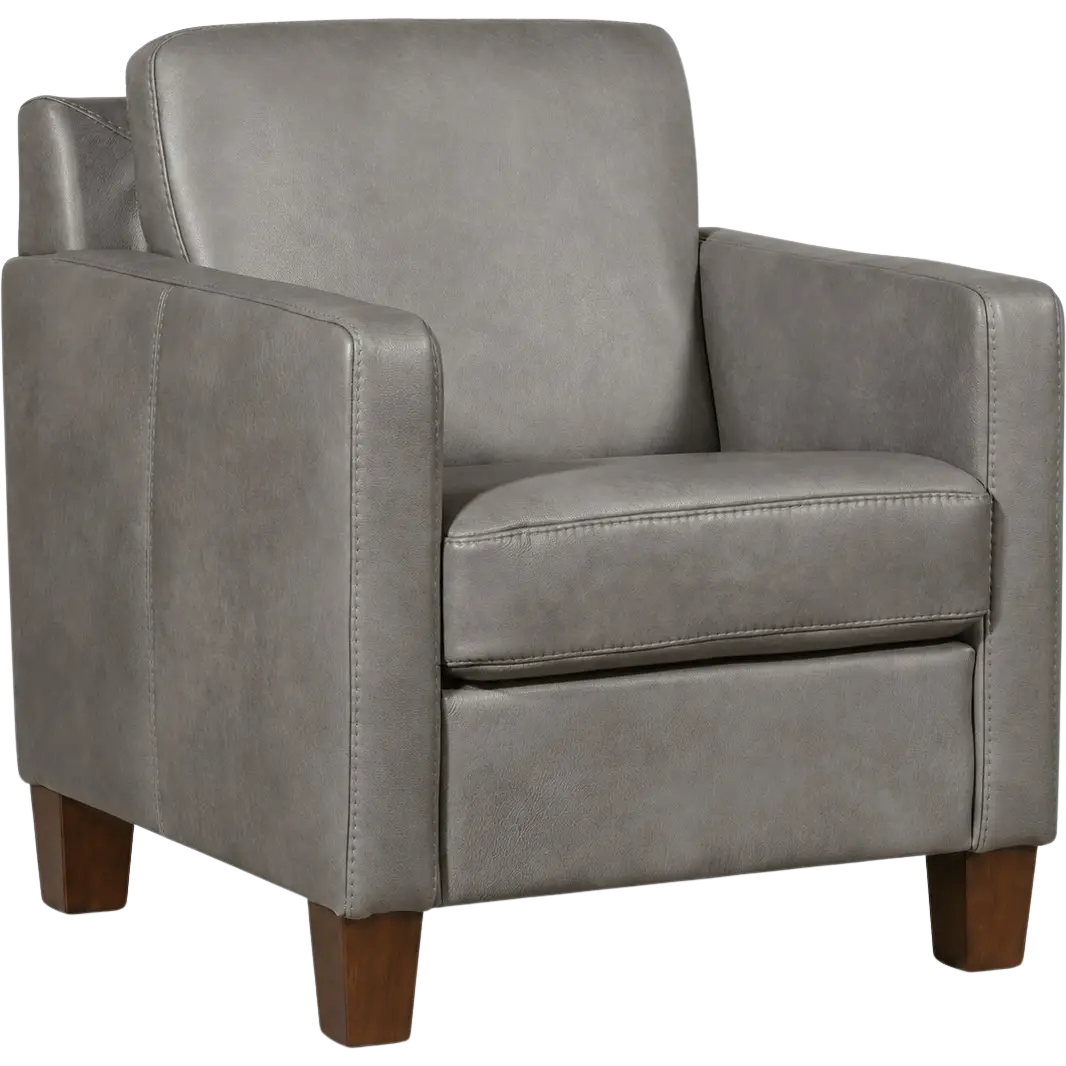 afbeelding van Leren fauteuil Smart - Granada Steel (grijs) - Poten hout bruin
