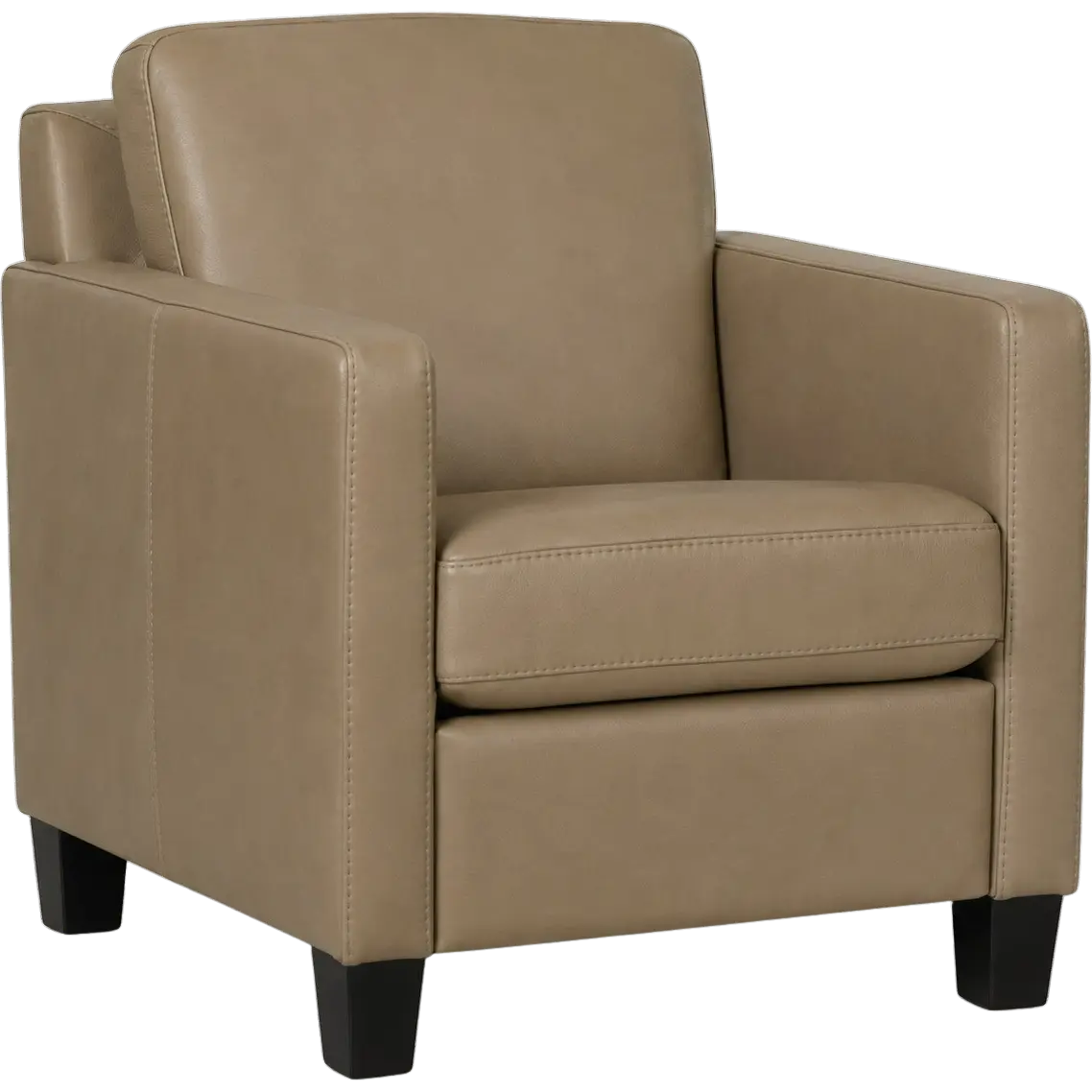 afbeelding van Leren fauteuil Smart - Granada Taupe (taupe/bruin) - Poten hout zwart