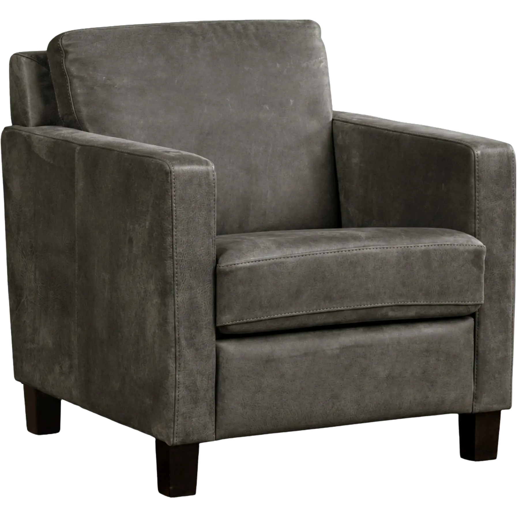 afbeelding van Leren fauteuil Smart - Kenia Antracite (grijs) - Poten hout zwart
