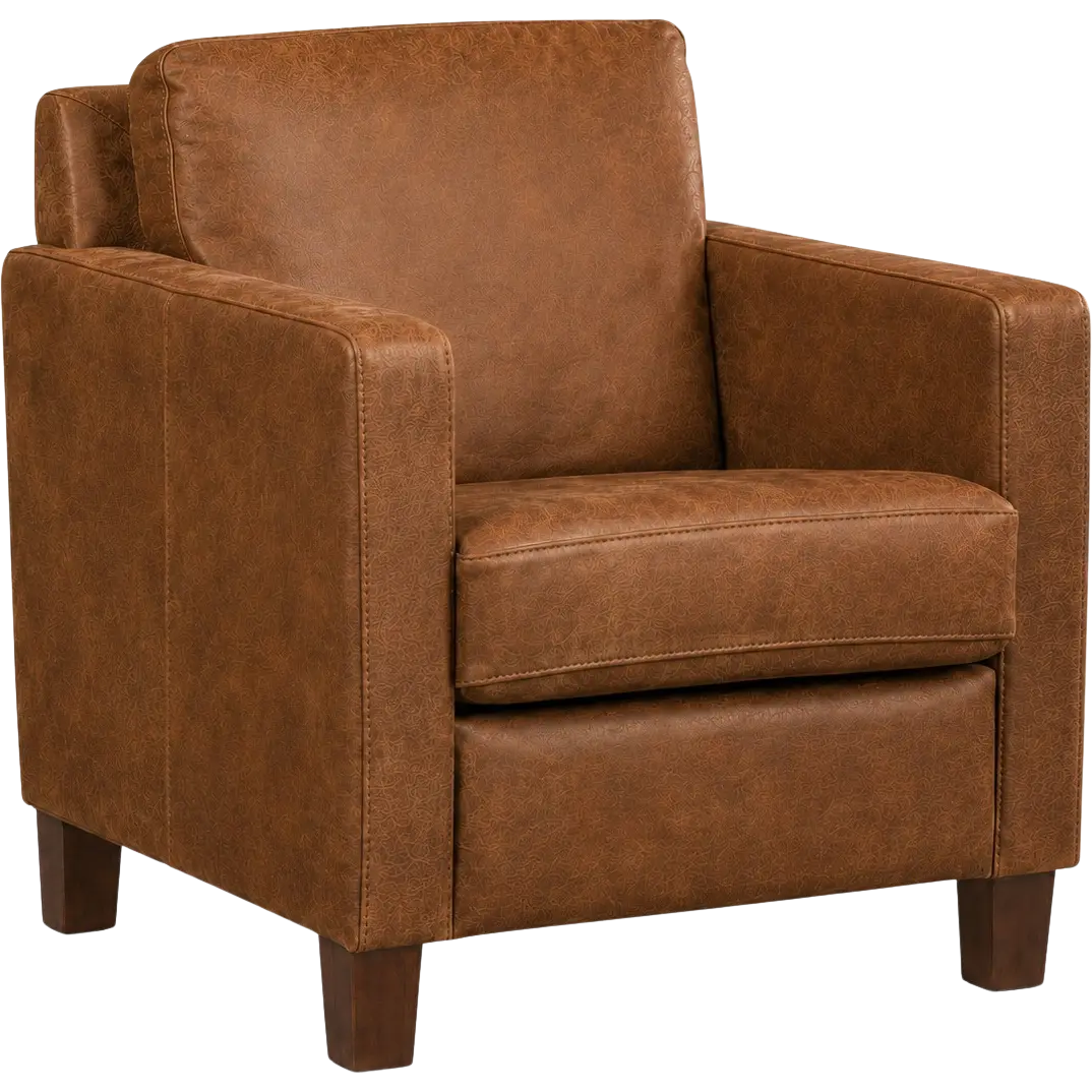 afbeelding van Leren fauteuil Smart - Kenia Brown (bruin) - Poten hout bruin