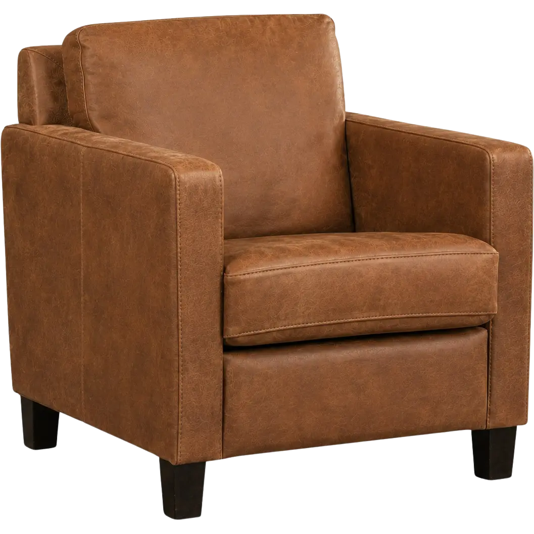 afbeelding van Leren fauteuil Smart - Kenia Brown (bruin) - Poten hout zwart