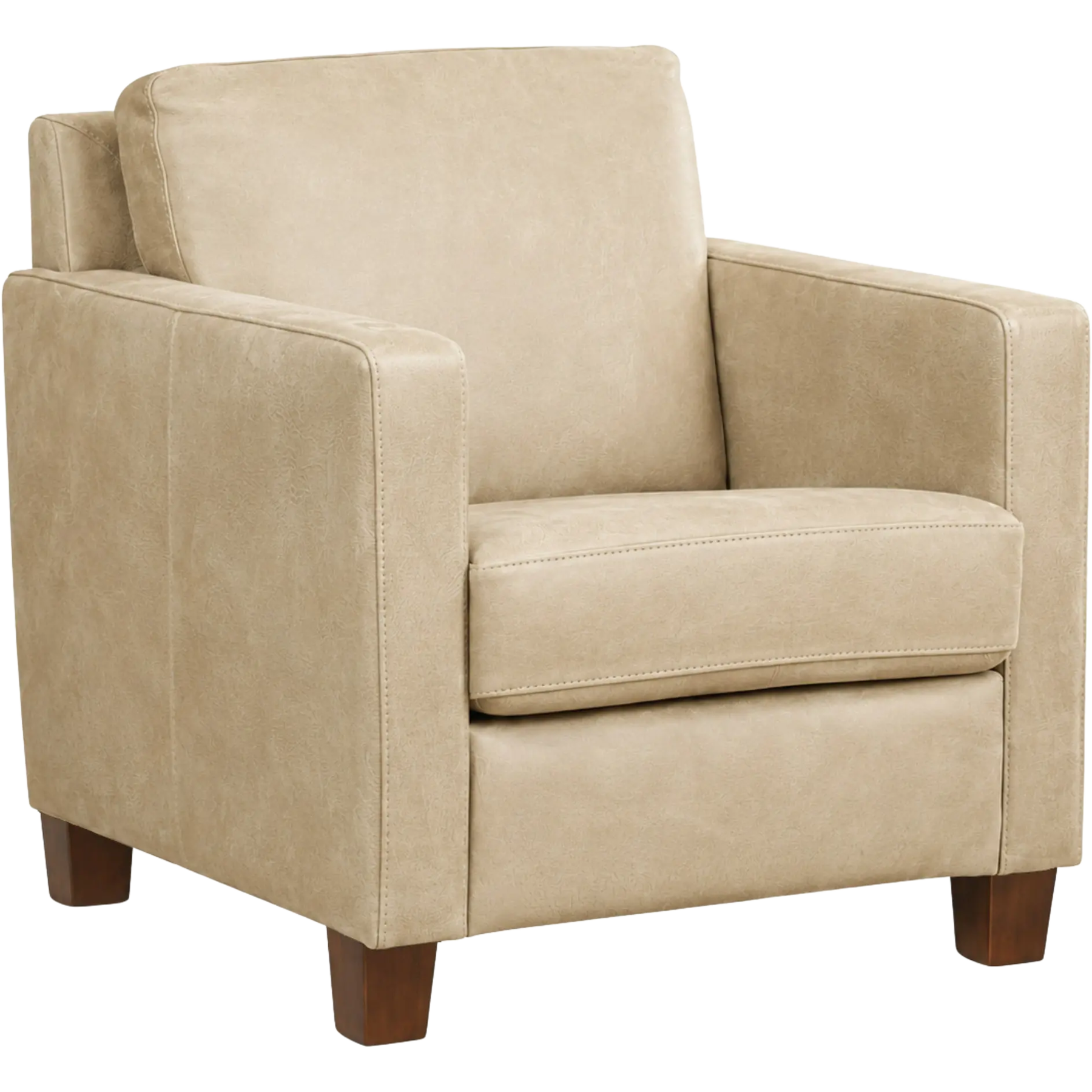 afbeelding van Leren fauteuil Smart - Kenia Taupe (taupe/bruin) - Poten hout bruin