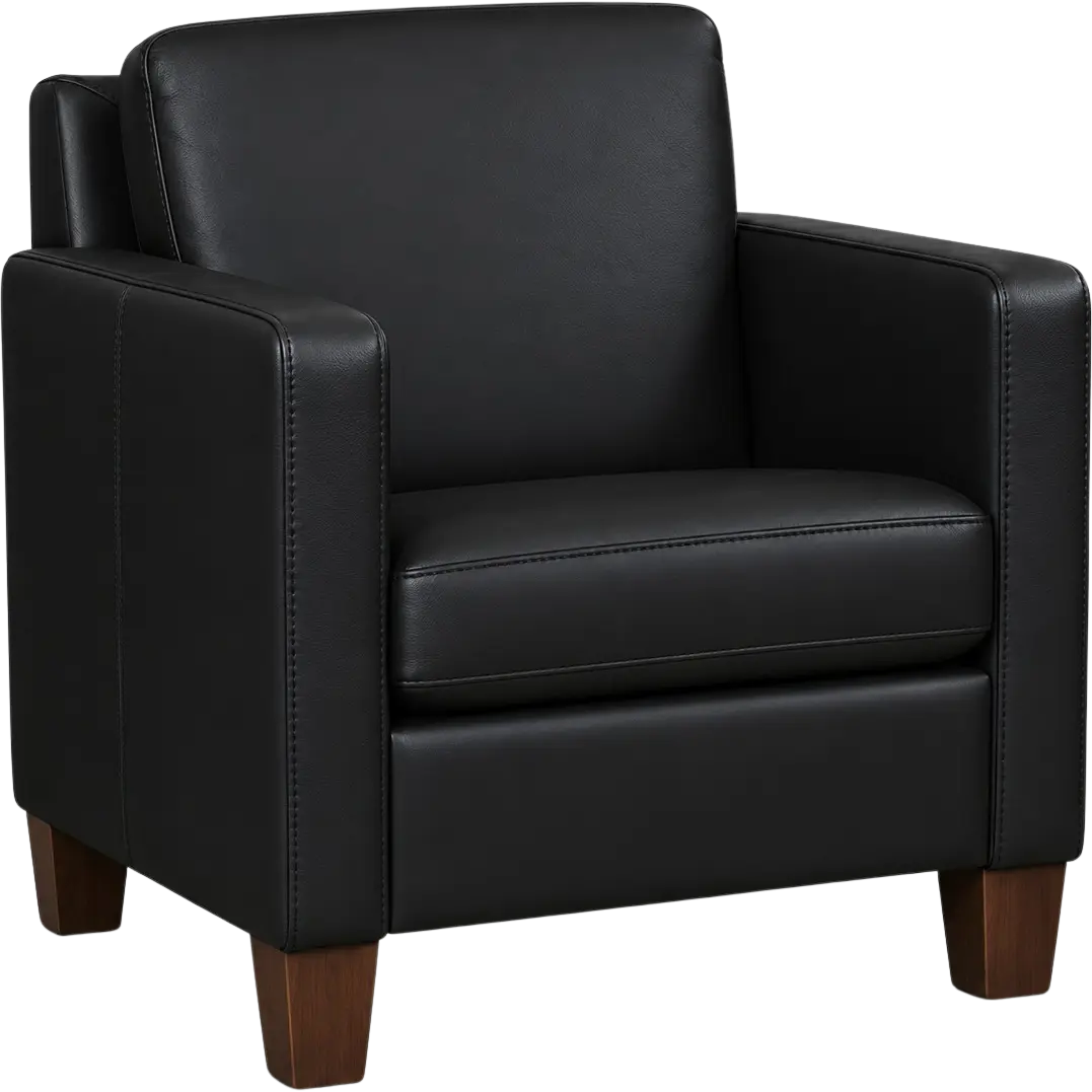 afbeelding van Leren fauteuil Smart - Massif Nero (zwart) - Poten hout bruin