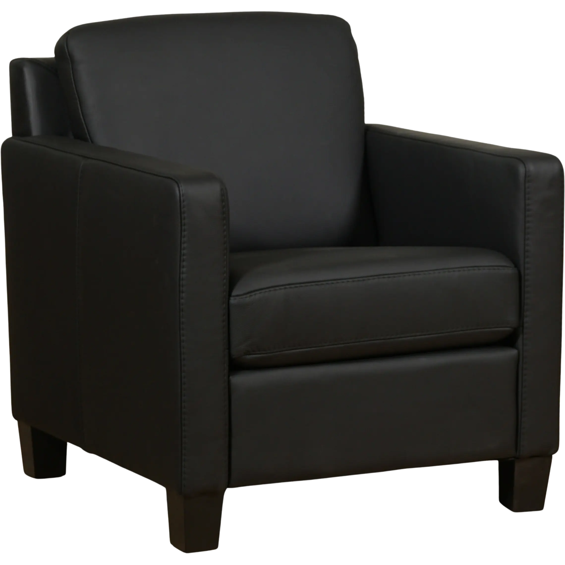 afbeelding van Leren fauteuil Smart - Massif Nero (zwart) - Poten hout zwart