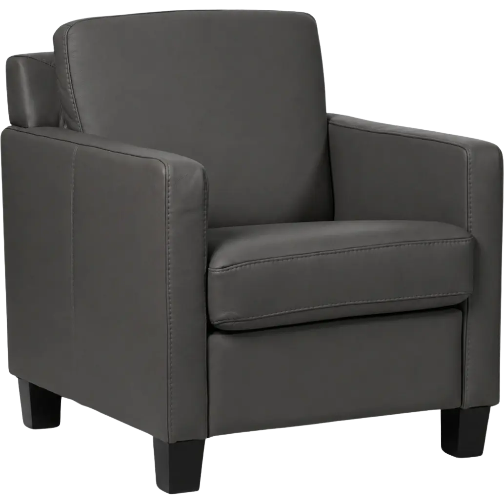afbeelding van Leren fauteuil Smart - Toledo Antracite (donkergrijs) - Poten hout zwart