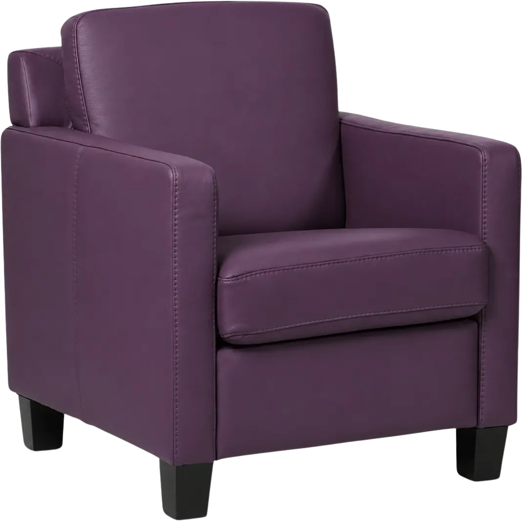 afbeelding van Leren fauteuil Smart - Toledo Aubergine (paars) - Poten hout zwart